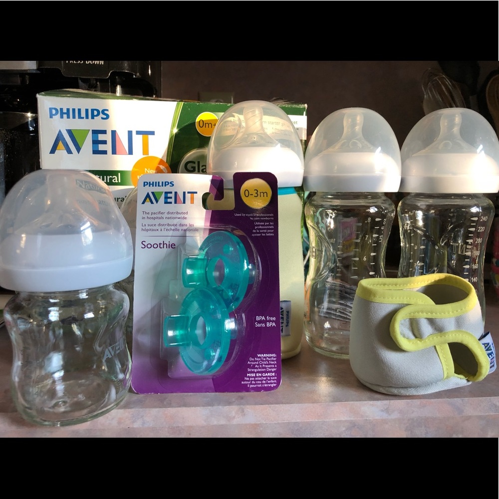 Philips Avent glass baby bottle set plus more